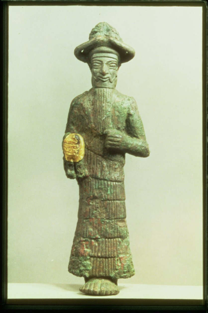 Elamicki Bóg ze Złotą Ręką z Suzy, południowo-zachodni Iran, ok. 1800-1700 pne (brąz i złoto) autorstwa Elamite