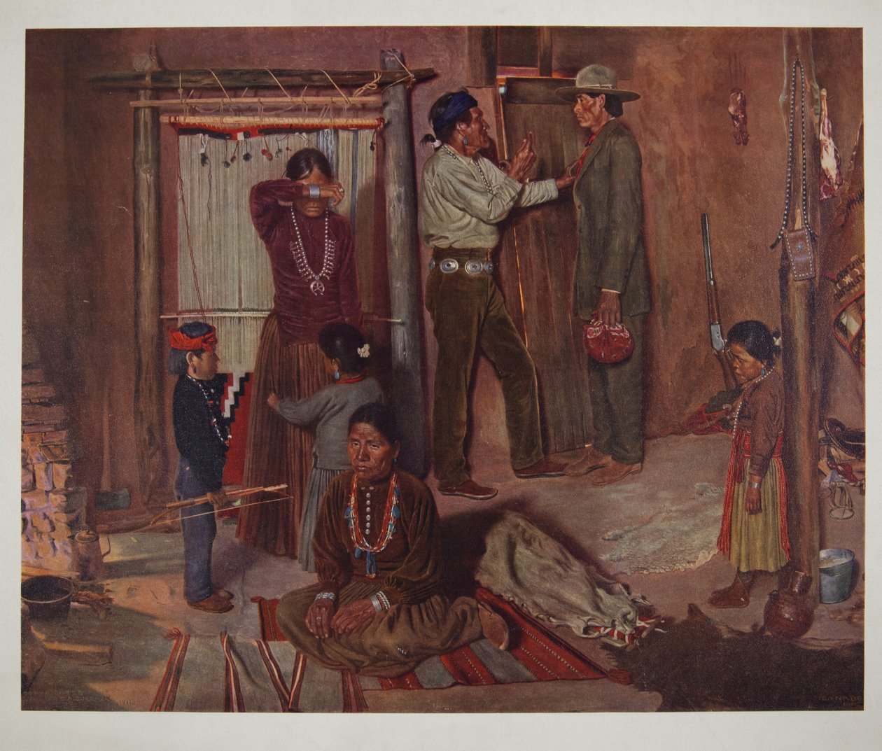 Wyjście z domu do szkoły indyjskiej Carlisle (chromolitho) autorstwa Elbridge Ayer Burbank