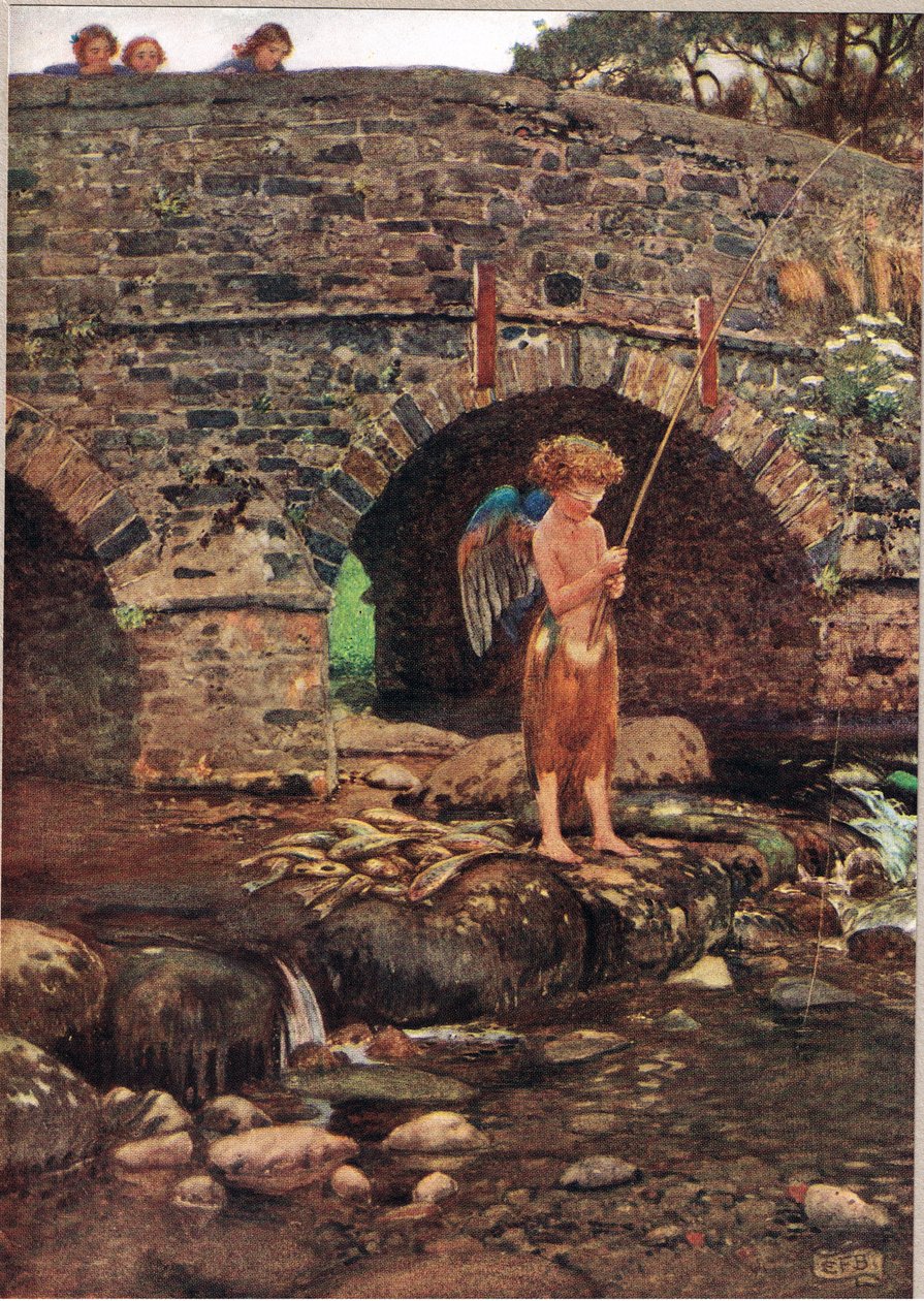 Ślepe dziecko, ilustracja z „Księgi staroangielskich pieśni i ballad”, wydanej przez Hoddera i Stoughtona, ok. 1910 (kolor lito) autorstwa Eleanor Fortescue Brickdale