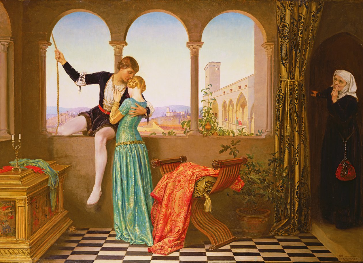 Pożegnanie - jeden pocałunek, a zejdę (olej na płótnie) autorstwa Eleanor Fortescue Brickdale