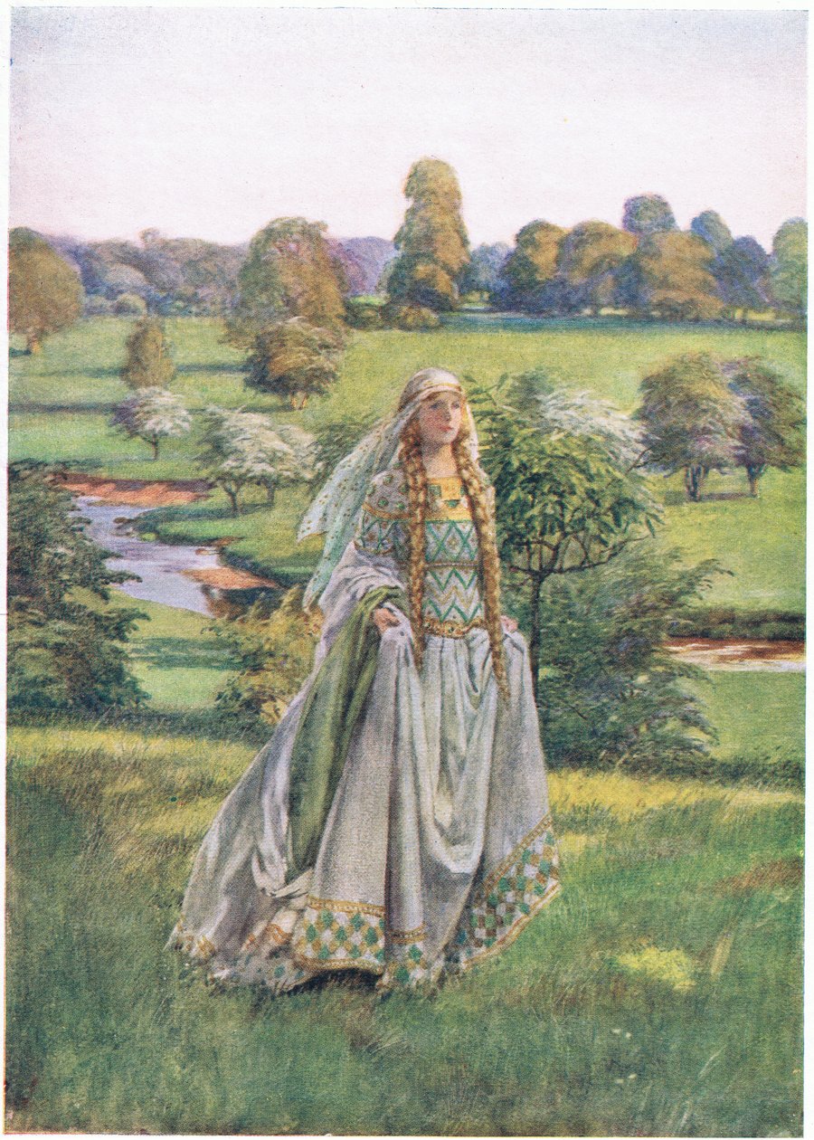 Ginewra: w którym ujrzała go po raz pierwszy, gdy przybył Lancelot (lito) autorstwa Eleanor Fortescue Brickdale