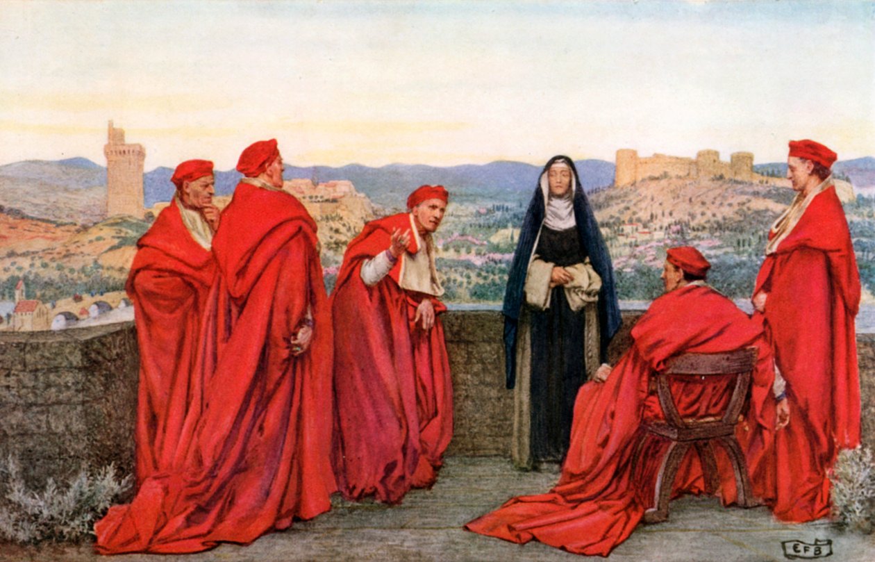 Święta Katarzyna ze Sieny (kolorowa litografia) autorstwa Eleanor Fortescue-Brickdale