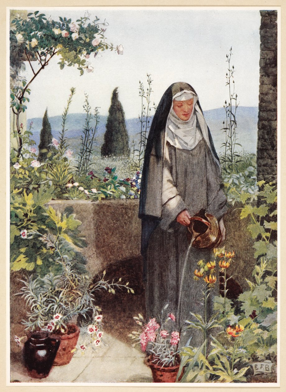 Św. Klara, ze „Złotej Księgi Sławnych Kobiet”, wyd. 1919 (kolor lito) autorstwa Eleanor Fortescue Brickdale