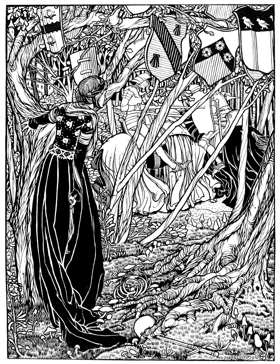 Ilustracja do sir Lancelota Du Lake, 1898. autorstwa Eleanor Fortescue Brickdale