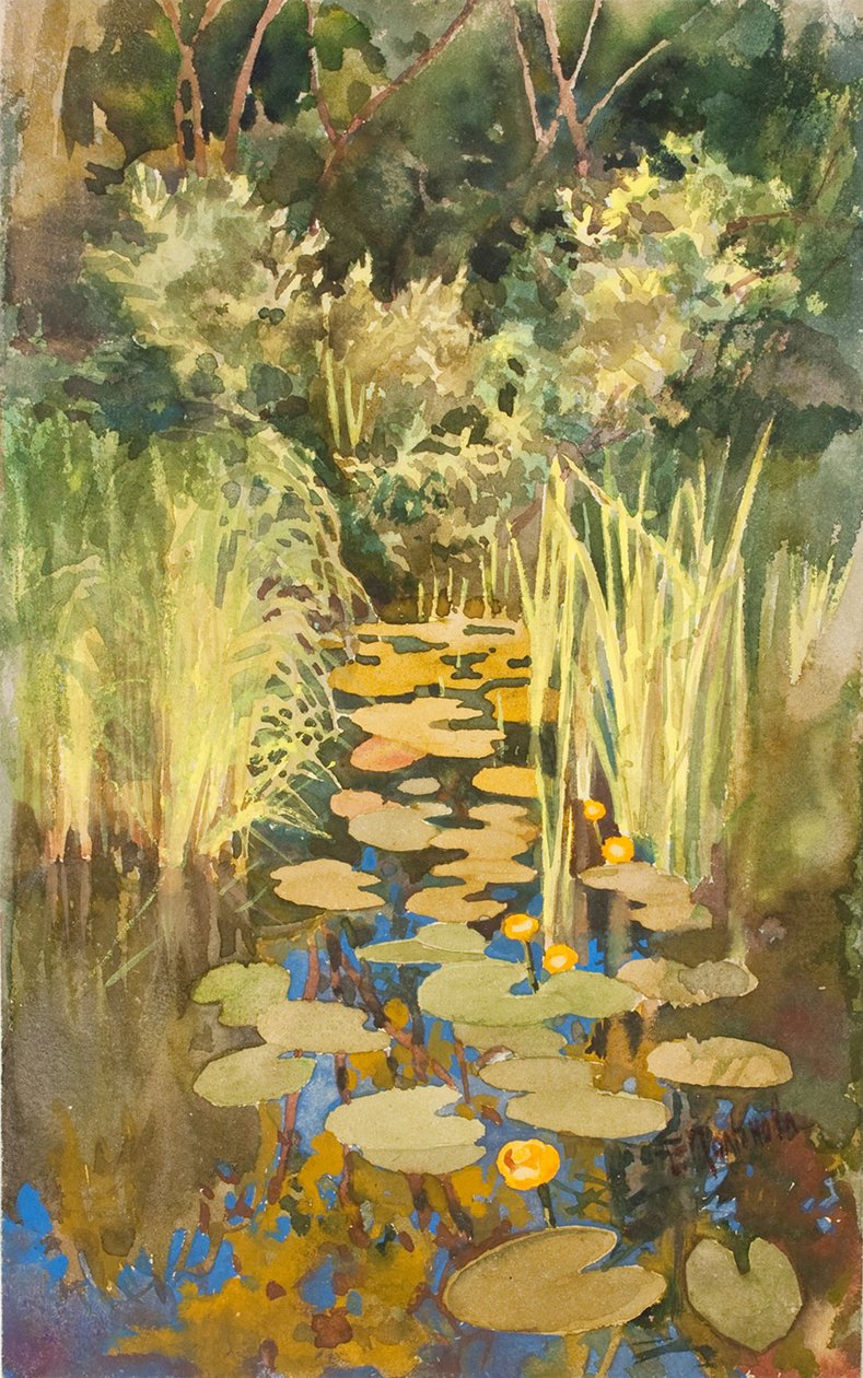 Rozlewisko w Abramtsevo, ok. godz. 1888 autorstwa Elena Dmitryevna Polenova