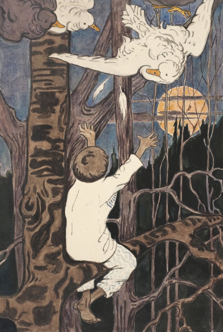 Ilustracja do Opowieści Synko-Philipko, lata 90. XIX wieku autorstwa Elena Dmitryevna Polenova