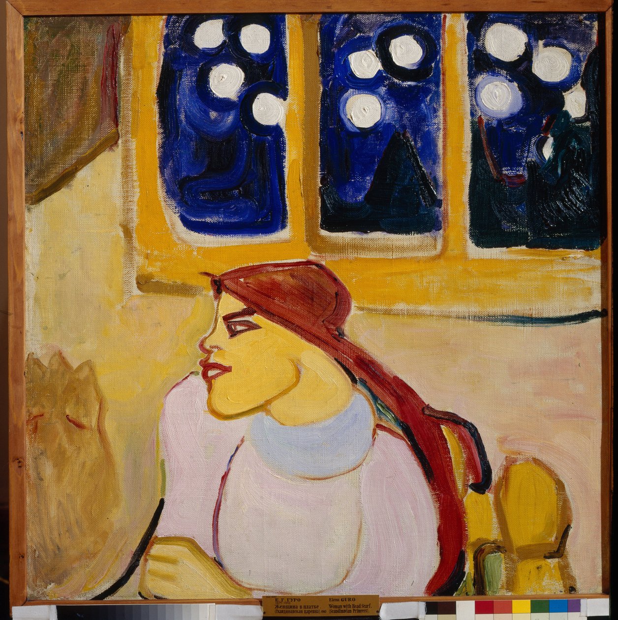 Kobieta w szaliku - skandynawska księżniczka (Kobieta w chuście (Skandynawska księżniczka) - Obraz Eleny (Yeleny) Guro (1877-1913), olej na płótnie, 70x70 cm autorstwa Elena Guro