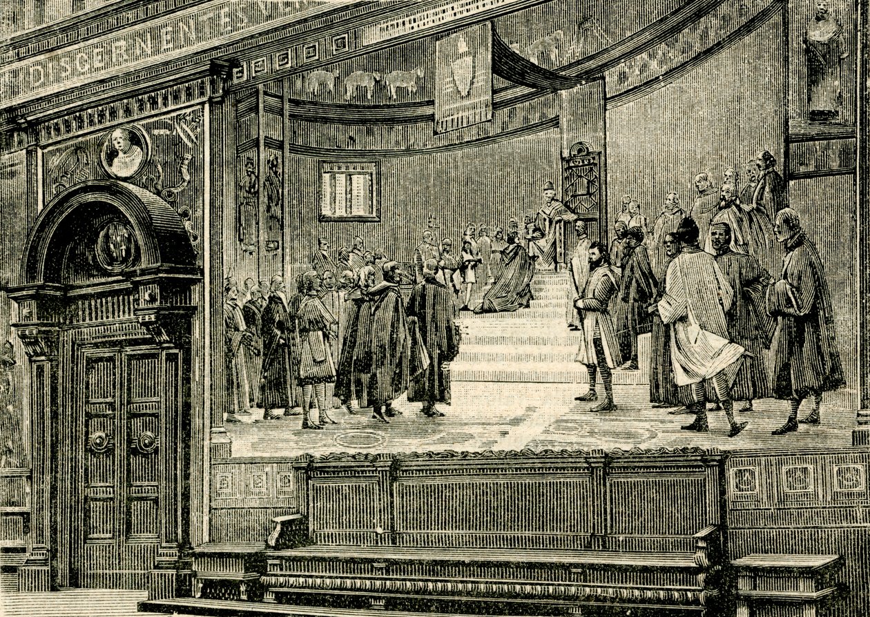 Freski w Wielkiej Sali w Pałacu Barnabitów, autor: Elia Bonci (1866-1953), Macerata, Marche, Włochy autorstwa Elia Bonci