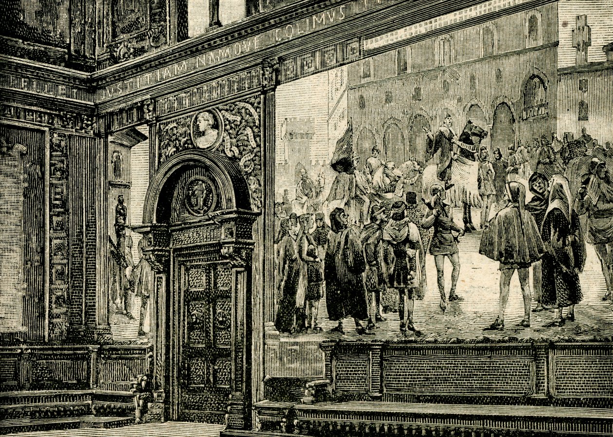 Freski w Wielkiej Sali w Pałacu Barnabitów, autor: Elia Bonci (1866-1953), Macerata, Marche, Włochy autorstwa Elia Bonci