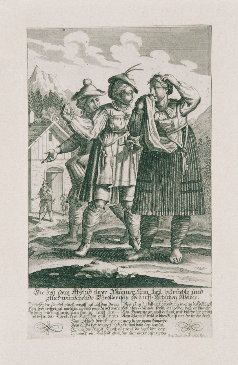 Obrona Tyrolu z 1703 roku: kobiety Tyrollerische Scharff-Schützen autorstwa Elias Baeck