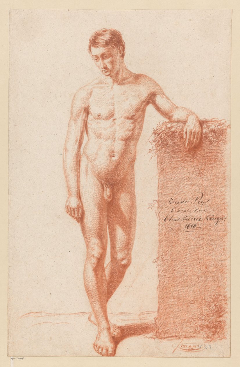 Akt męski stojący, widziany z przodu (II nagroda 1818) autorstwa Elias Friedrich Kruger