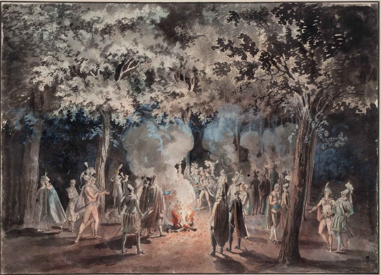Spacer przy ogniskach w parku Drottningholm, 1785 autorstwa Elias Martin