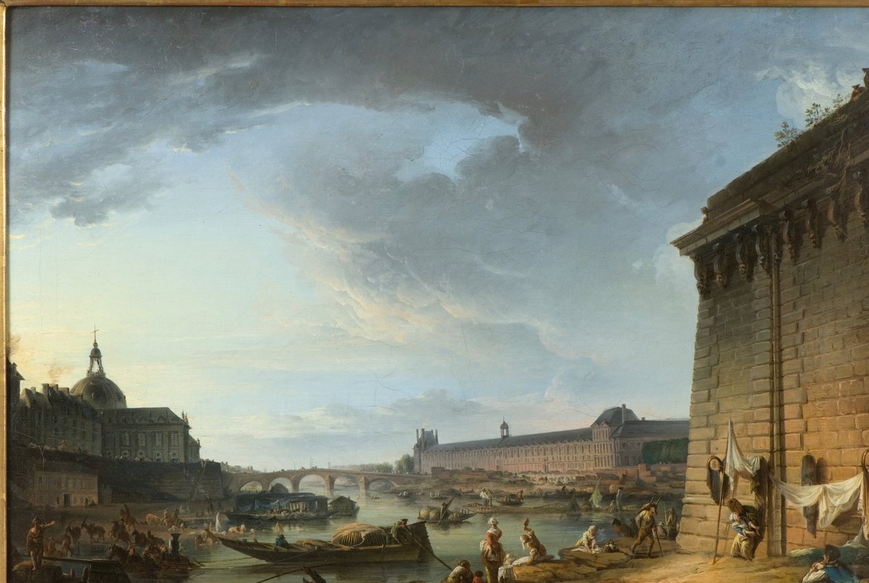 Widok na Paryż z nabrzeża pod mostem Pont Neuf autorstwa Elias Martin
