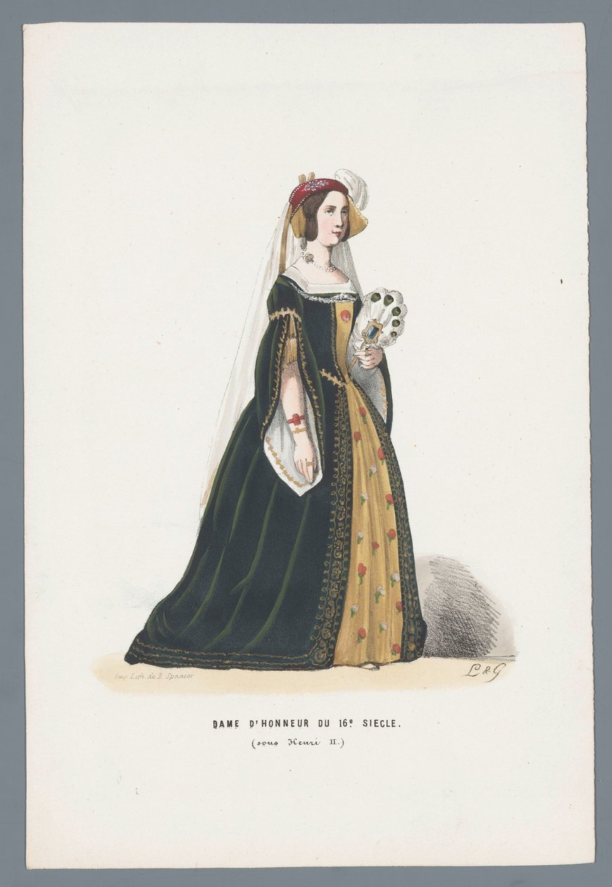 Lady of Honor z XVI wieku (pod Henrykiem II) (tytuł na obiekcie) autorstwa Elias Spanier