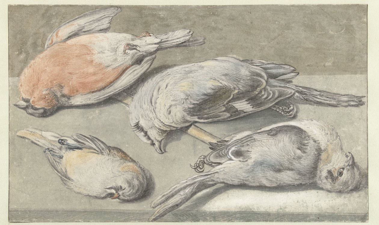 Martwa natura z czterema martwymi ptakami autorstwa Elias Vonck
