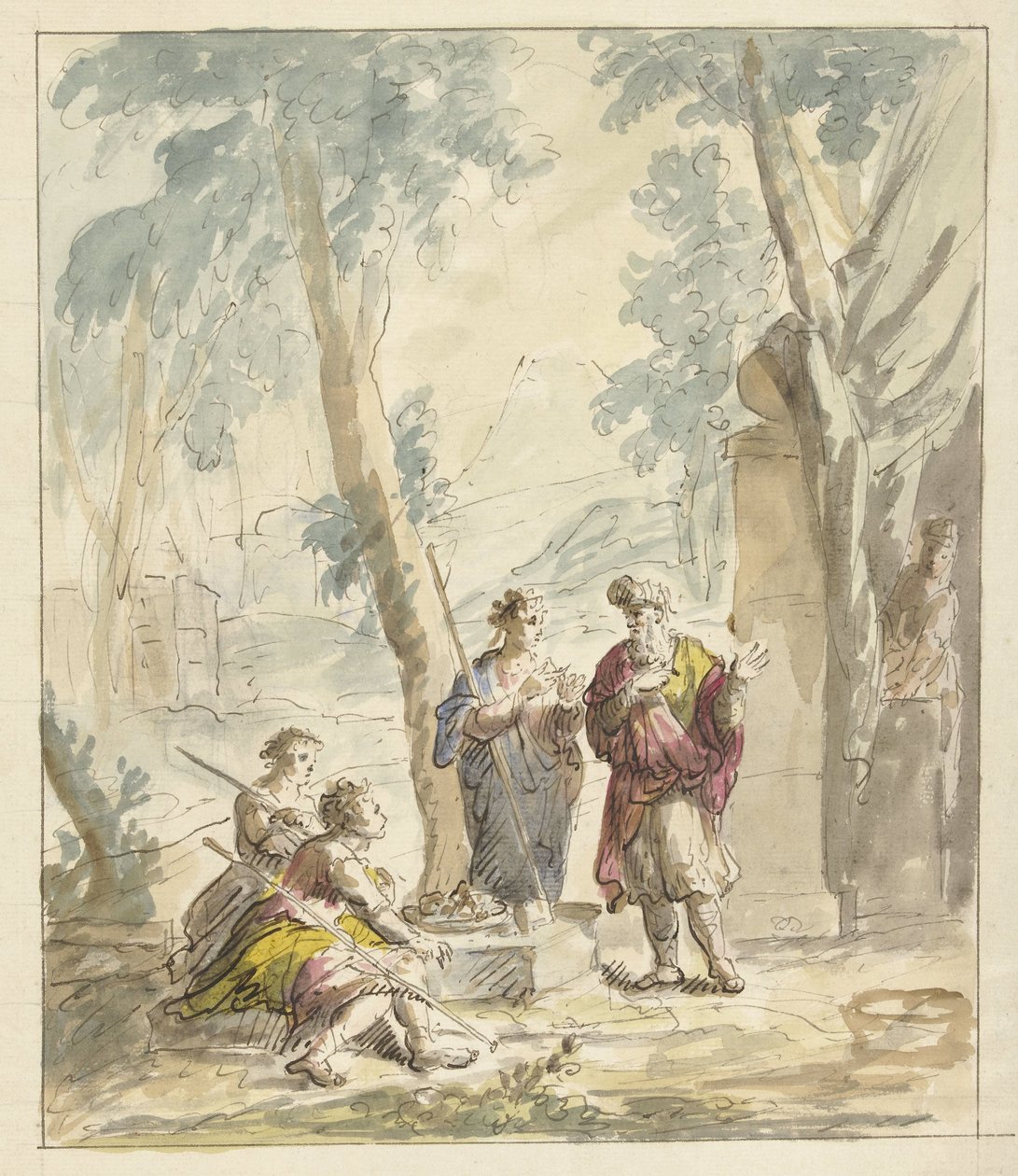 Abraham przyjmuje trzech aniołów autorstwa Elias van Nijmegen