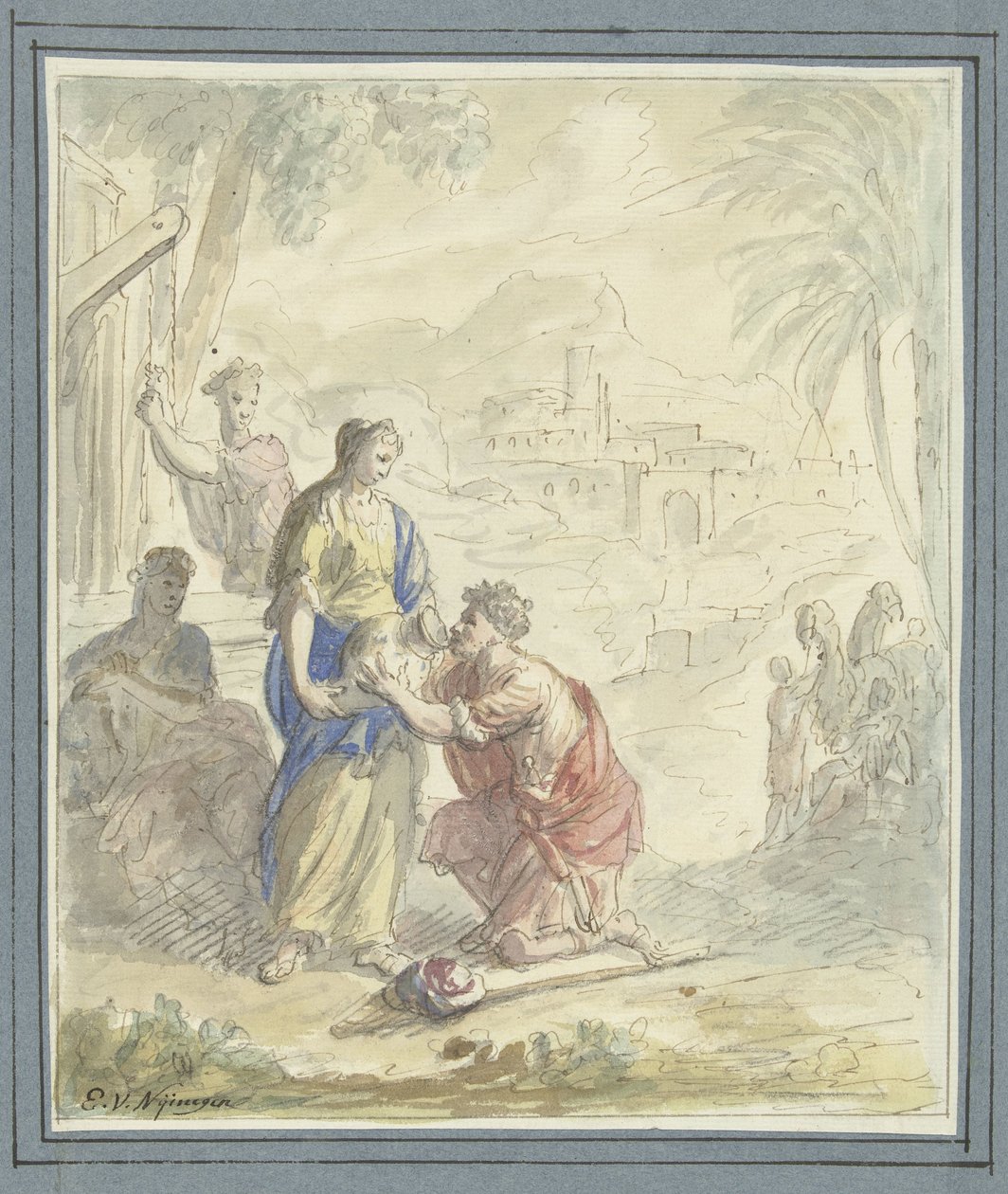 Rebeka i Eliezer przy studni autorstwa Elias van Nijmegen