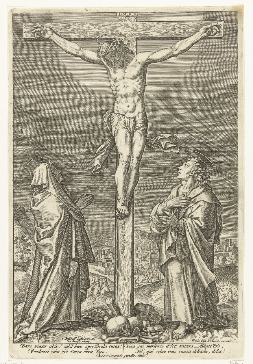 Chrystus na krzyżu z Maryją i Janem Chrzcicielem Męka Chrystusa (tytuł serii) autorstwa Elias van den Bossche