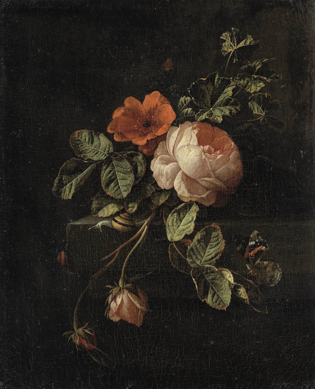 Martwa natura z różami autorstwa Elias van den Broeck