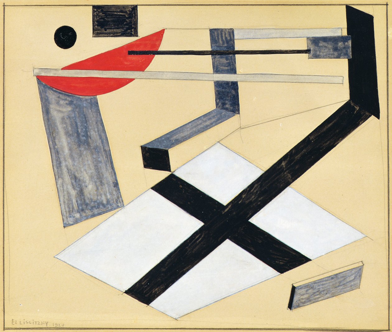 Studium dla Proun30T, 1920 autorstwa Eliezer Markowich Lissitzky