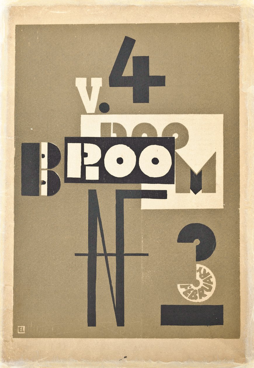 Okładka magazynu artystycznego "Broom" z 1923 r. autorstwa Eliezer Markowich (1890-1941) Lissitzky