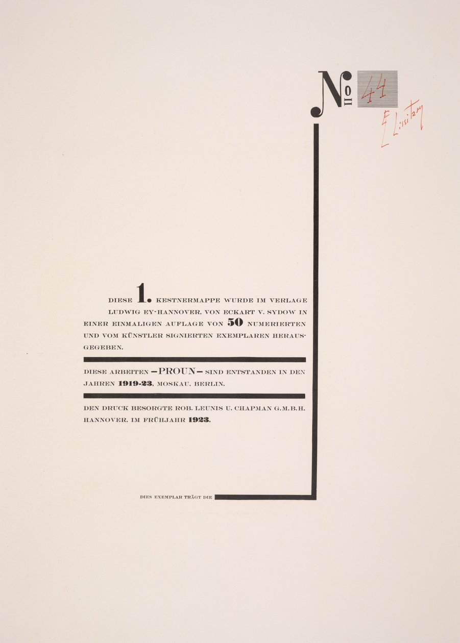 Strona tytułowa autorstwa Eliezer Markowich Lissitzky