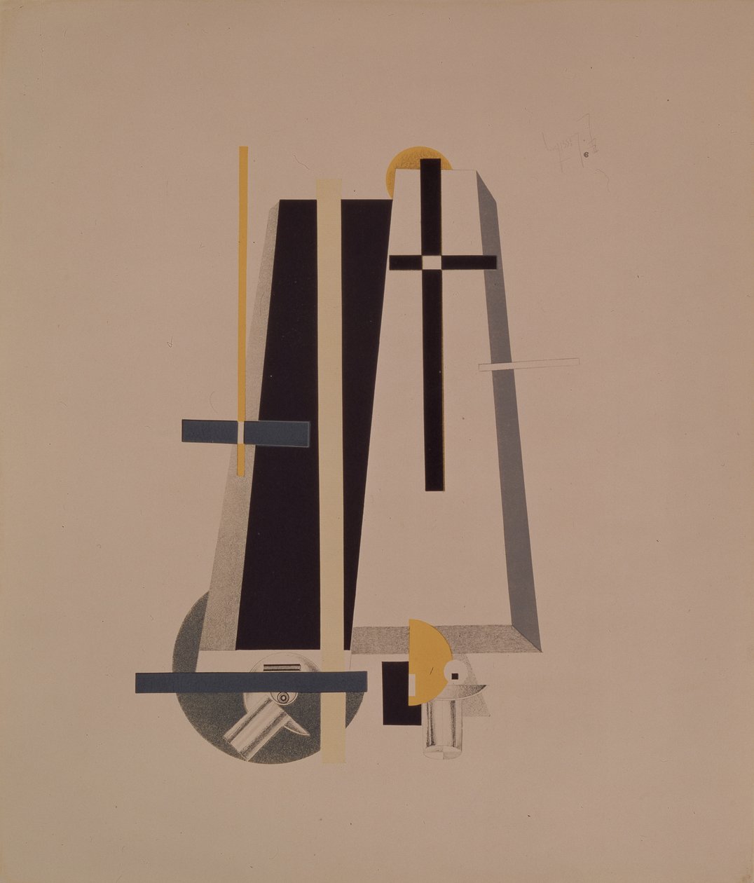 Trumniarze. Figurka do opery Zwycięstwo nad słońcem A. Kruchenycha, 1920-1921 autorstwa Eliezer Markowich Lissitzky