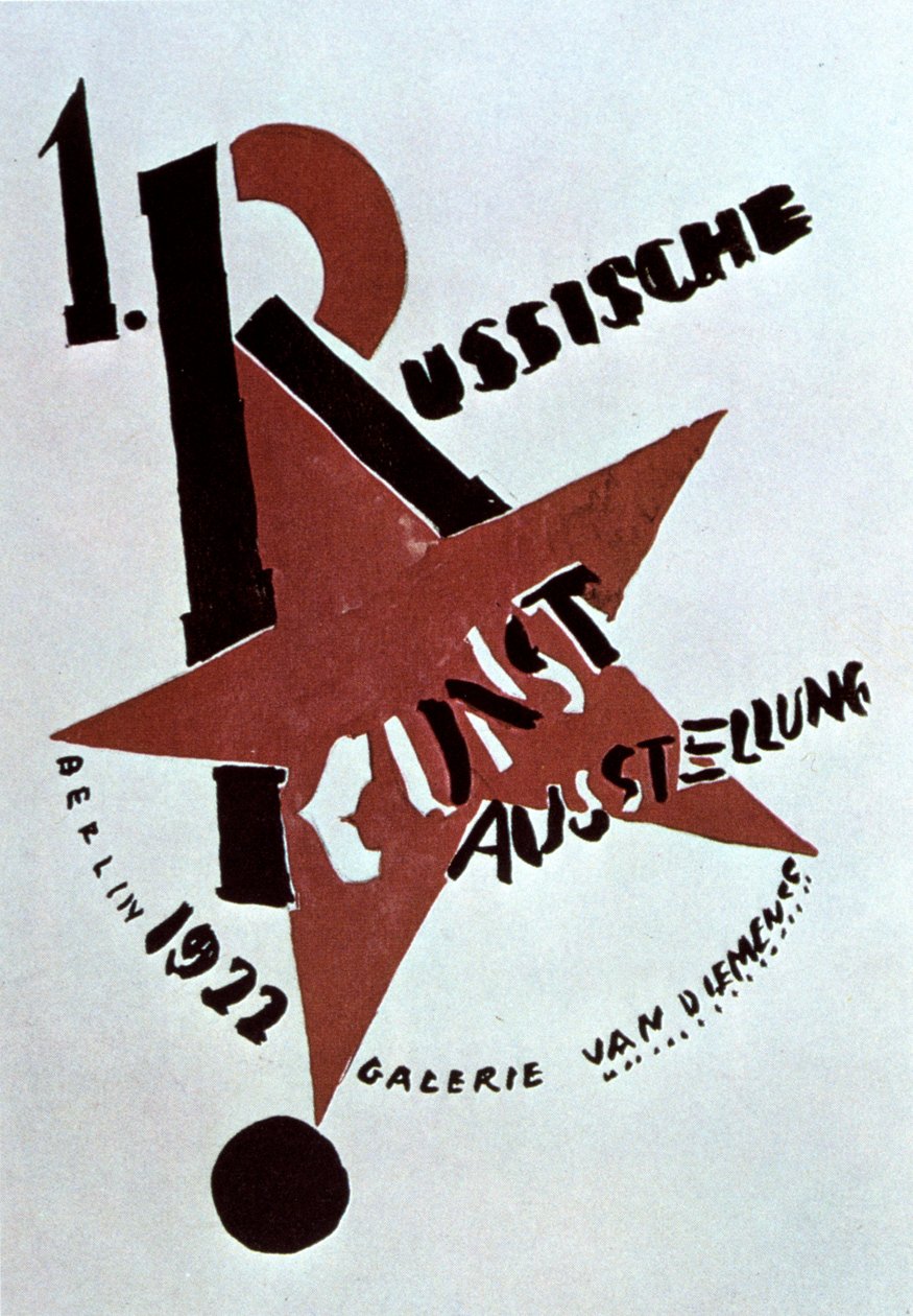 Projekt okładki do katalogu Wystawy Sztuki Rosyjskiej, Berlin, 1922. autorstwa Eliezer Markowich Lissitzky