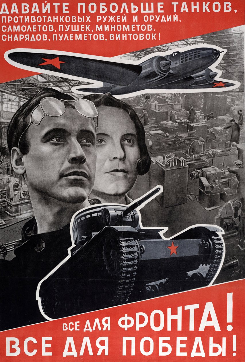 Wszystko dla frontu Wszystko dla zwycięstwa, 1942 autorstwa Eliezer Markowich Lissitzky