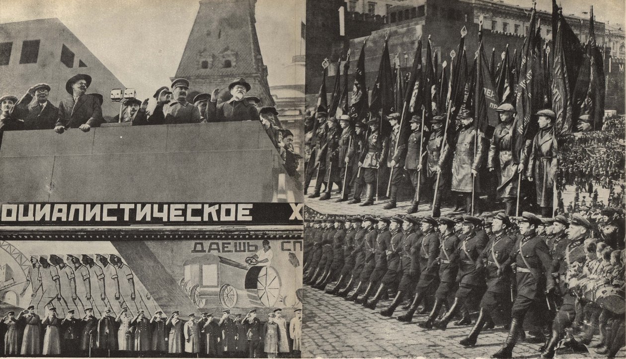 Ilustracja z ZSRR buduje socjalizm, 1933. autorstwa Eliezer Markowich Lissitzky