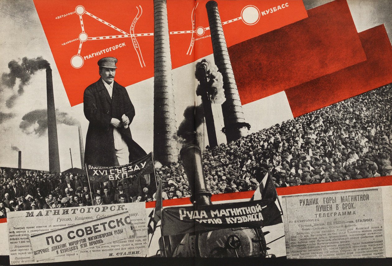 Magnitogorsk - Kuzbas. Ilustracja z ZSRR buduje socjalizm, 1933. autorstwa Eliezer Markowich Lissitzky