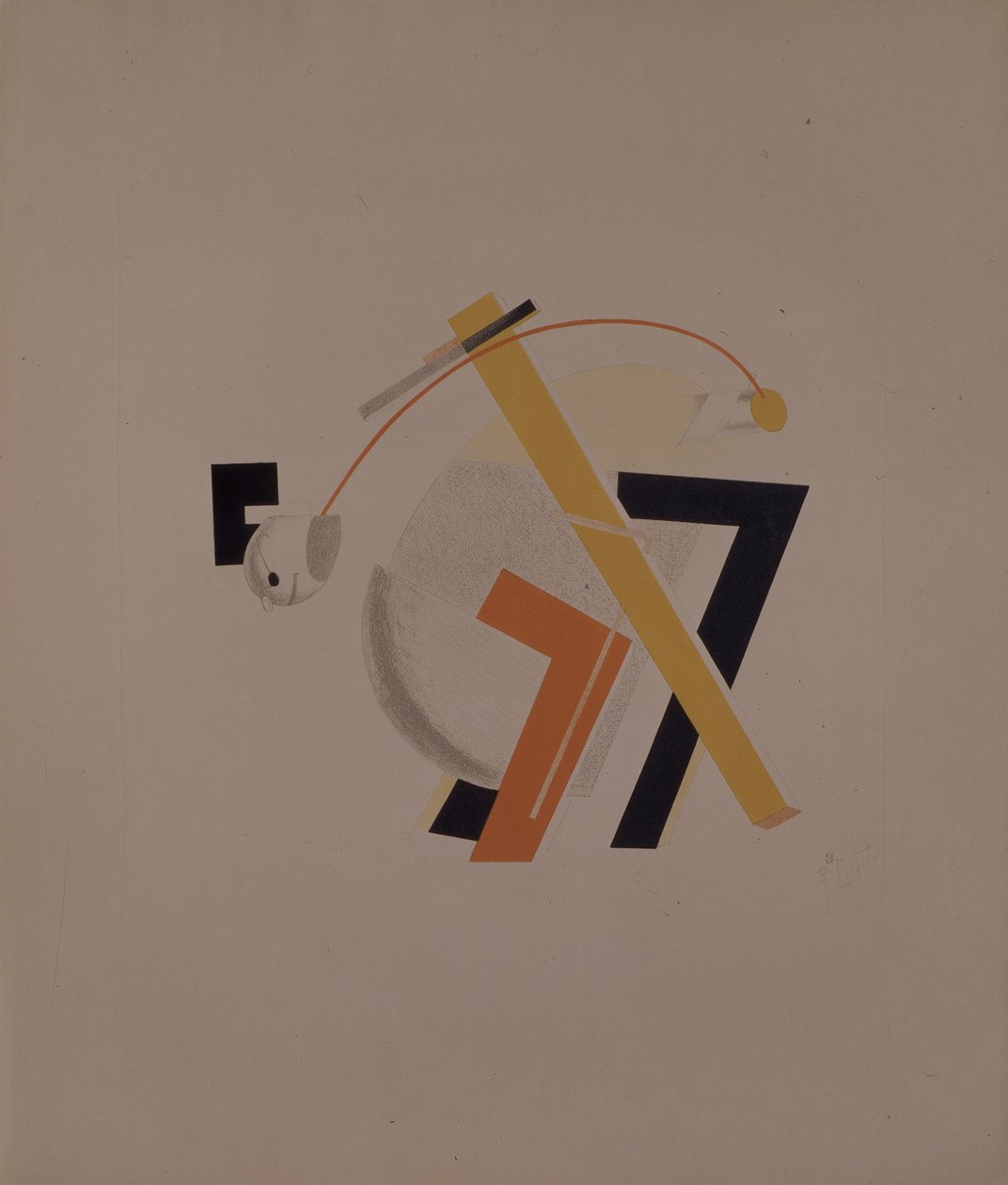 Stary mieszkaniec. Figurka do opery Zwycięstwo nad słońcem A. Kruchenycha, 1920-1921 autorstwa Eliezer Markowich Lissitzky