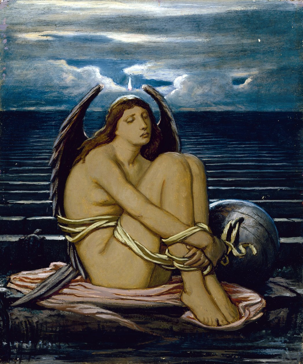 Dusza w niewoli, ok. 1891 (olej na tekturze) autorstwa Elihu Vedder