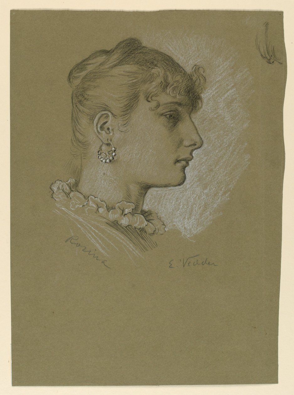 Rysunek, Głowa kobiety, profil: Rosina, ok. 1885 r. autorstwa Elihu Vedder