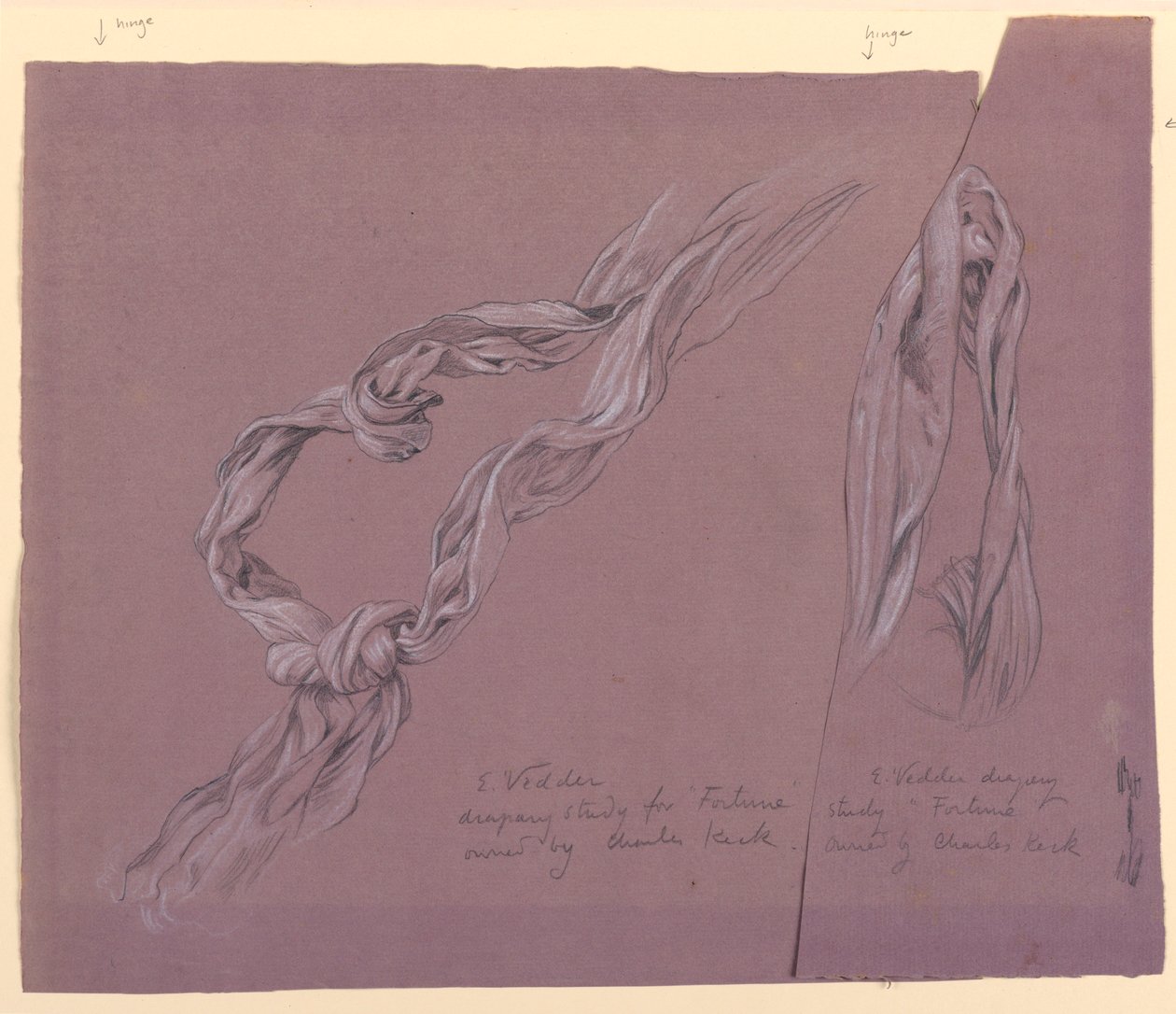 Rysunek, Studium draperii "Fortuny", ok. 1887 r. autorstwa Elihu Vedder