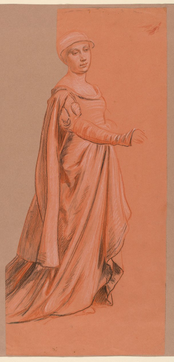Rysunek, Studium postaci w kostiumie z "Procesji weselnej", 1871-72 autorstwa Elihu Vedder