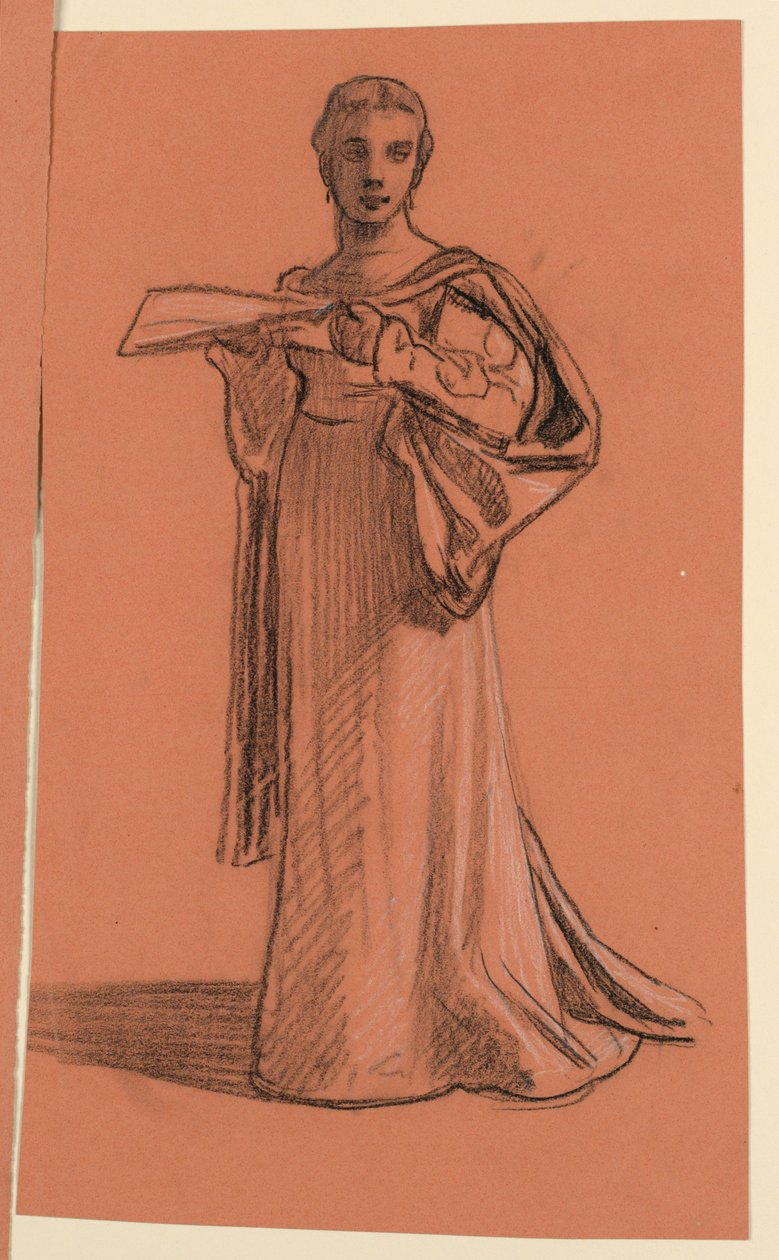 Rysunek, studium postaci w "Procesji weselnej", ok. 1872 r. autorstwa Elihu Vedder