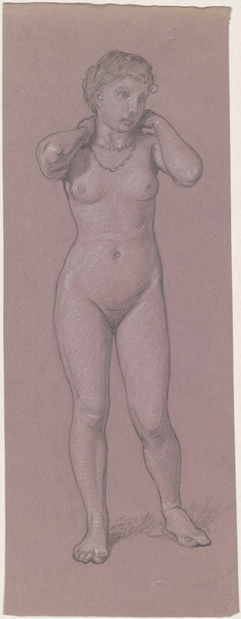 Akt kobiecy z naszyjnikiem, lata 1870-1880. autorstwa Elihu Vedder