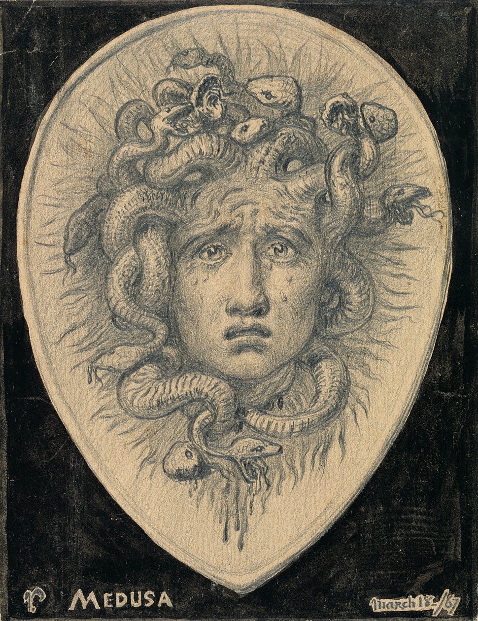Meduza, 1867 (ołówek i atrament na papierze) autorstwa Elihu Vedder