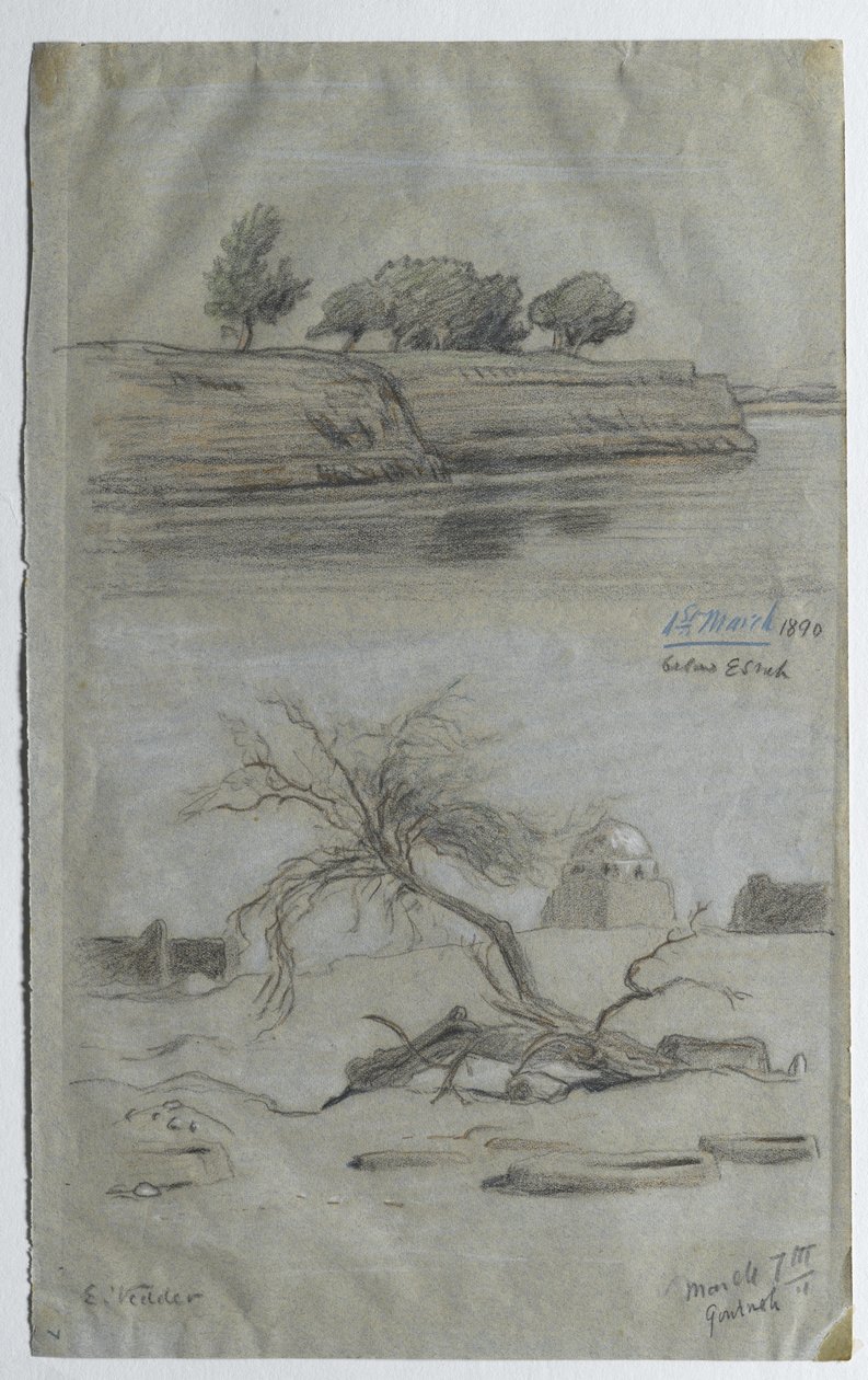 Nil, 1890 (kolorowa kredka na papierze) autorstwa Elihu Vedder