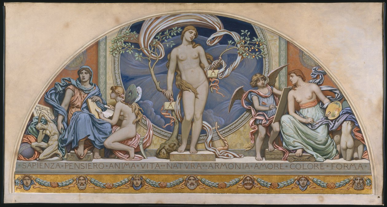 Rzym, przedstawiciel sztuki: projekt dekoracji w Bowdoin College, 1894 autorstwa Elihu Vedder