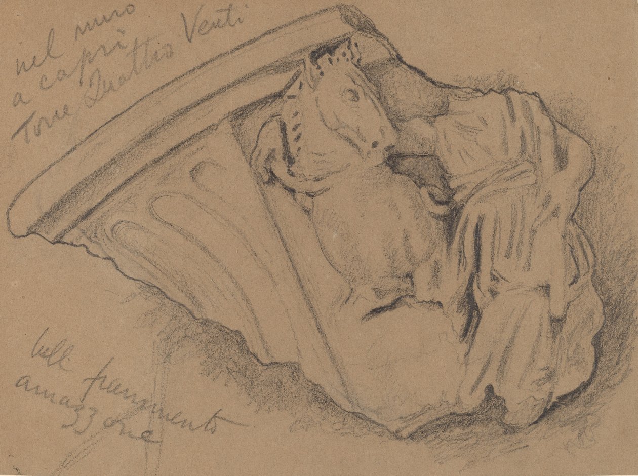 Szkic fragmentu muru na Capri, ok. 1930 r. 1897. autorstwa Elihu Vedder