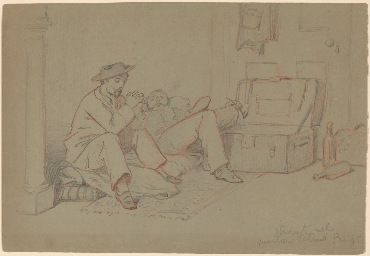 Studenci w Dzielnicy Łacińskiej, Paryż, ok. godz. 1858. autorstwa Elihu Vedder
