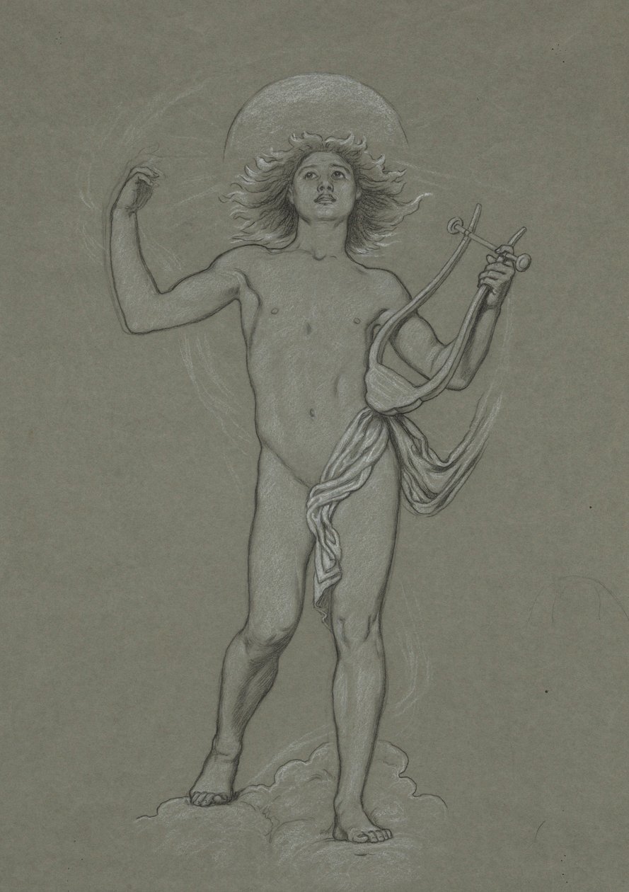 Studium Figury Apolla, z 60 studiów sufitu Huntingtona (1926.80) autorstwa Elihu Vedder