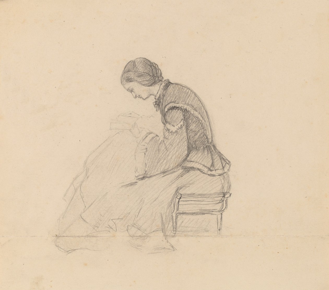 Studium czytającej dziewczyny, c. 1858. autorstwa Elihu Vedder