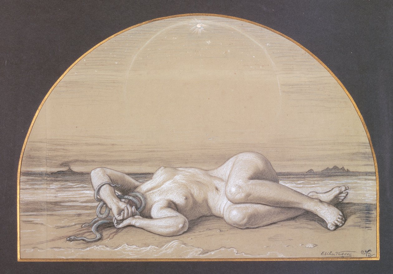 Martwa Meduza (kreda na papierze) autorstwa Elihu Vedder