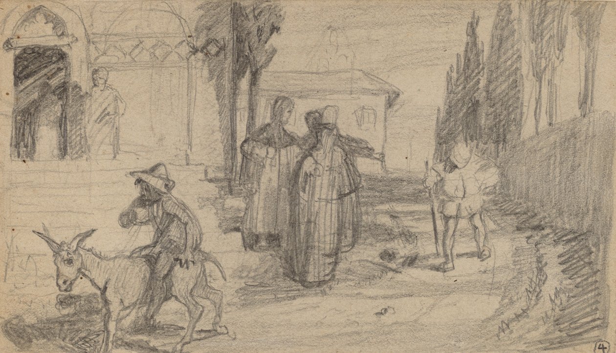 Przypowieść o młynarzu i osiołku, c. 1859. autorstwa Elihu Vedder