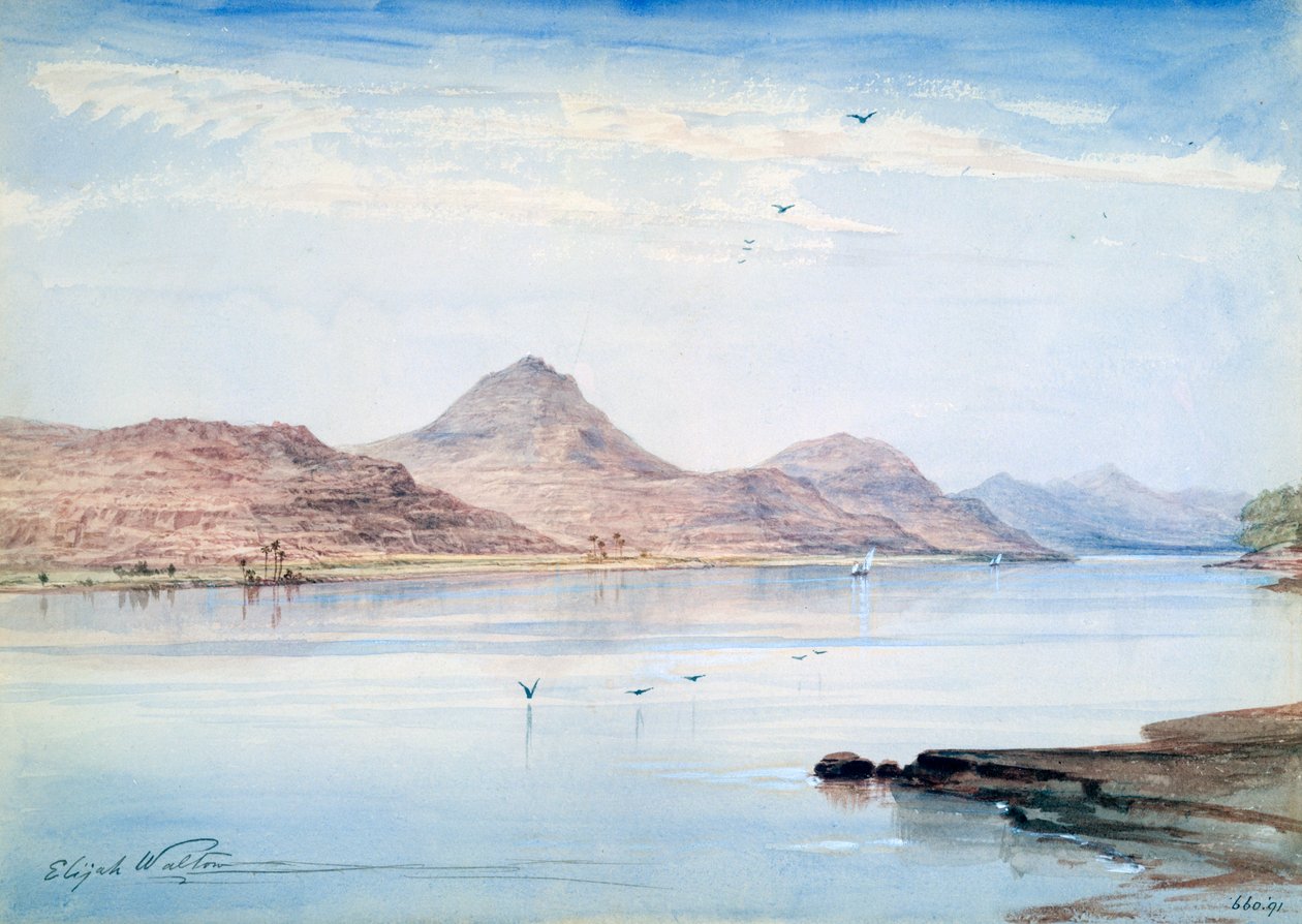 Nad Nilem, Gebel el Mody, Nubia, 1861 autorstwa Elijah Walton