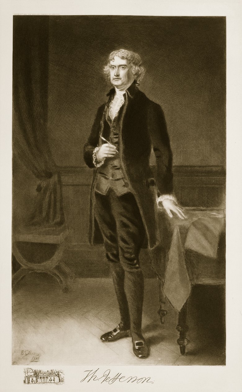 Thomas Jefferson, 3. prezydent Stanów Zjednoczonych Ameryki, 1884, wyd. 1901 (fotograwiura) autorstwa Eliphalet Frazer Andrews