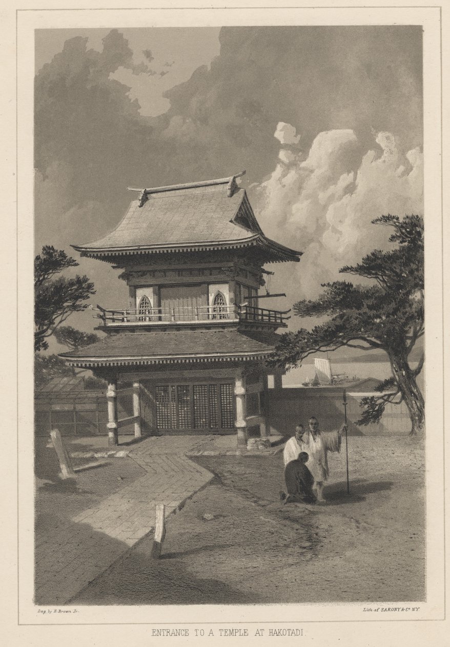 Wejście do świątyni w Hakotadi, 1855 autorstwa Eliphalet Brown